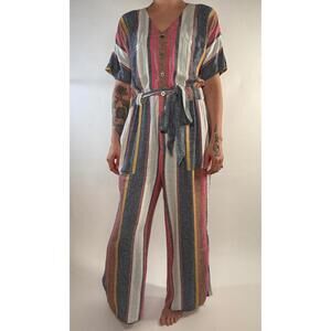 JUMPSUIT Multicolor CASLON STRIPE Linen Blend